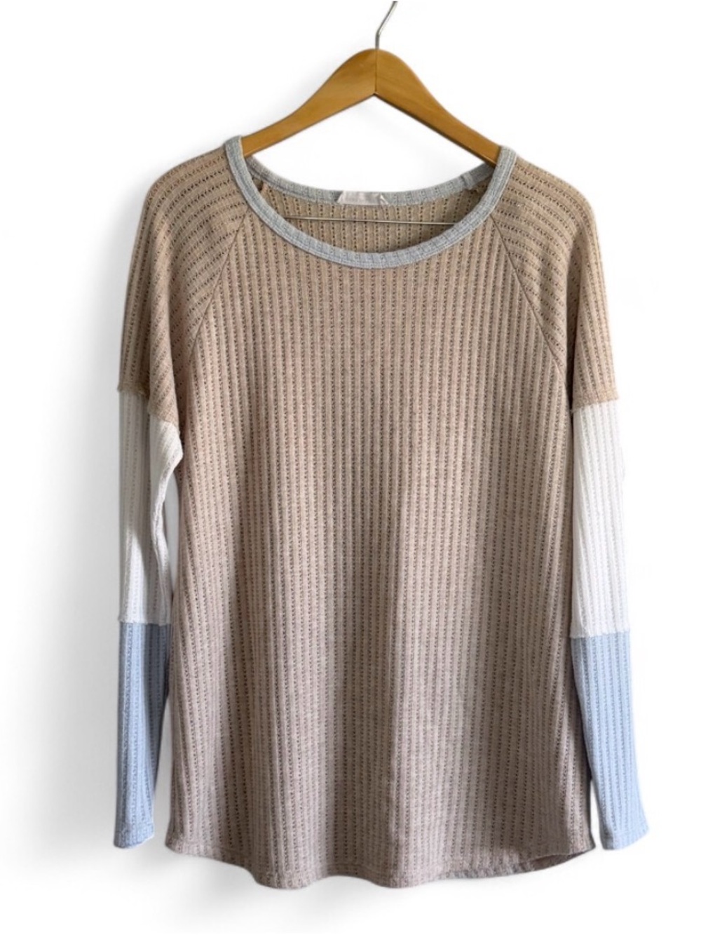 Waffle Knit Thermal Long Sleeve Top Shirt Loungewear Casual Layering READ